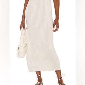 Free People FP Beach Veda Ribbed Knit Sweater Skirt Set Cream White Size XS